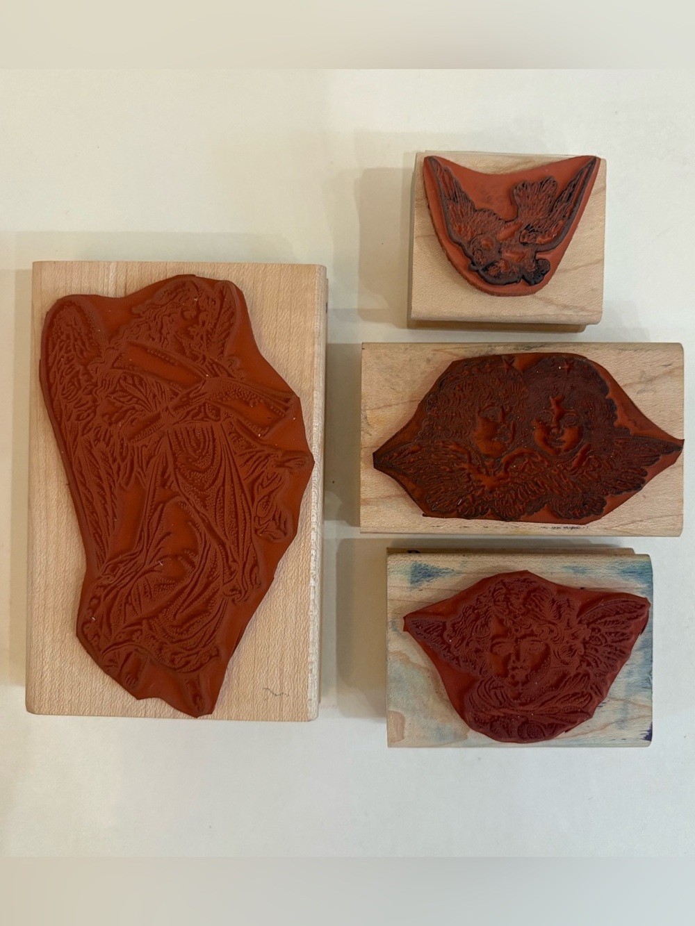 Vintage Cynthia Hart Cherub Angels Wood Stamp Lot (4) 1995 Rubber Stampede - Picture 5 of 7